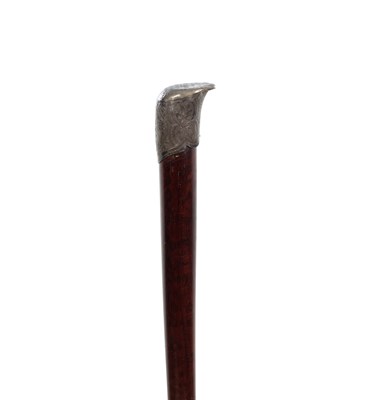 Lot 861 - A LATE 19TH CENTURY METAL MOUNTED SWAGGER STICK WITH FOLIATE ENGRAVED CAP