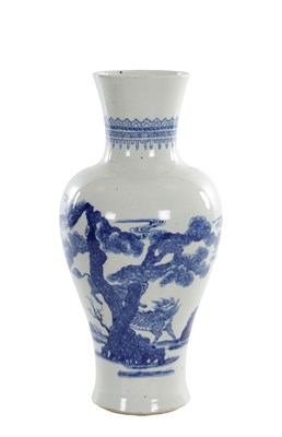 Lot 453 - A 19TH CENTURY CHINESE BLUE AND WHITE PORCELAIN BALUSTER VASE