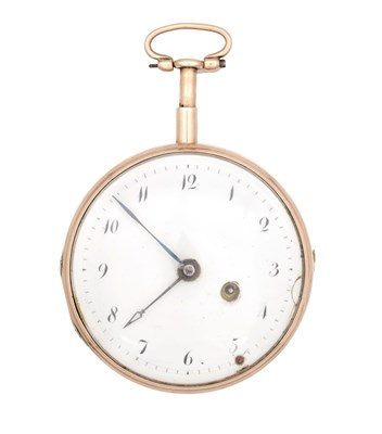Lot 1166 - A FRENCH ROSE GOLD QUARTER REPEATING OPEN FACE POCKET WATCH