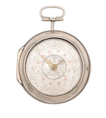 Lot 1138 - AN 18TH CENTURY ENGLISH SILVER PAIR CASED VERGE POCKET WATCH