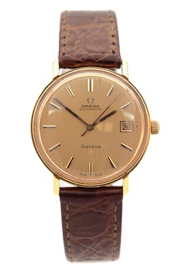 Lot 1154 - A VINTAGE OMEGA GENEVE GOLD PLATED AUTOMATIC GENTLEMAN'S WRIST WATCH