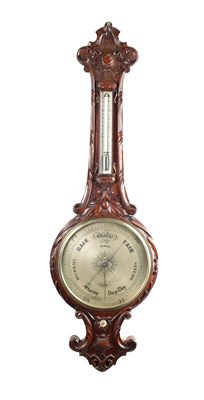 Lot 1333 - SAMUEL, LOUTH. A MID 19TH CENTURY CARVED OAK WHEEL BAROMETER