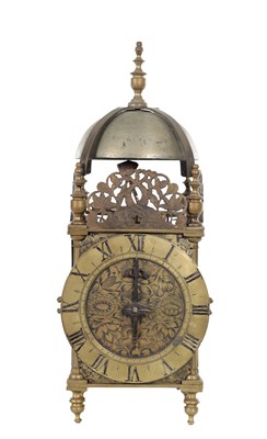 Lot 1174 - A 17TH CENTURY ENGLISH LANTERN CLOCK WITH BALANCE WHEEL VERGE ESCAPEMENT