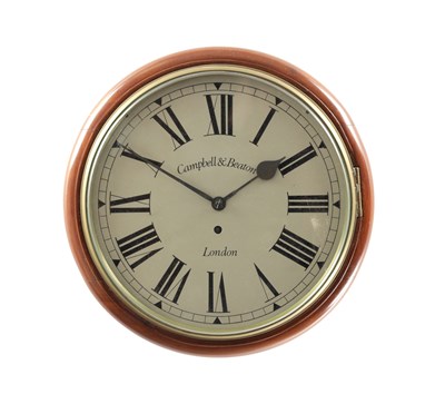 Lot 1198 - CAMPBELL & BEATON, LONDON. A LATE 19TH CENTURY MAHOGANY FUSEE WALL CLOCK