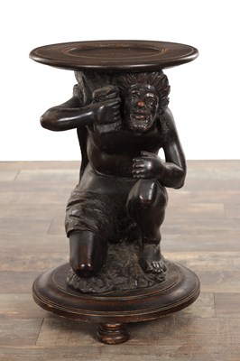 Lot 1463 - A 19TH CENTURY CARVED WALNUT BLACKAMOOR STOOL