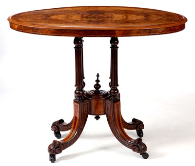 Lot 792 - A SMALL LATE 19TH CENTURY OVAL YEW-WOOD...