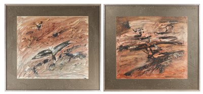 Lot 731 - MARIE WALKER LAST (BRITISH 1917-2017) A PAIR OF MIXED MEDIA INKS ON GOUACHE