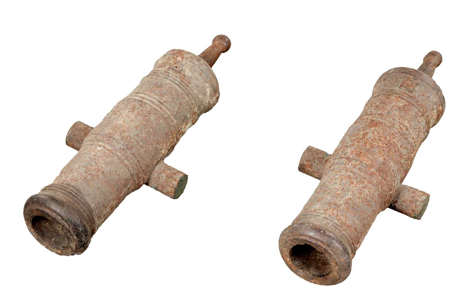 Lot 643 - A PAIR OF 18TH CENTURY CAST IRON CANNON BARRELS