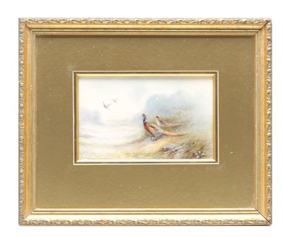Lot 41 - JAMES STINTON AN EARLY 20TH CENTURY ROYAL WORCESTER FRAMED RECTANGULAR PORCELAIN PLAQUE