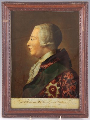 Lot 656 - AN 18TH CENTURY REVERSE PAINTED PORTRAIT OF KING GEORGE III