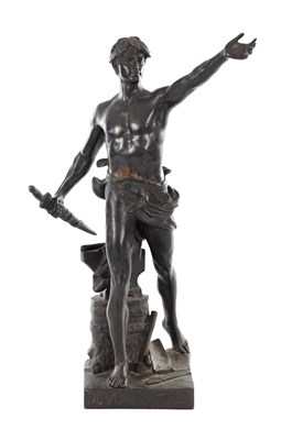 Lot 935 - EUGÈNE MARIOTON (1854 - 1933) A FRENCH PATINATED BRONZE FIGURE ‘DEVOIR CIVIQUE’