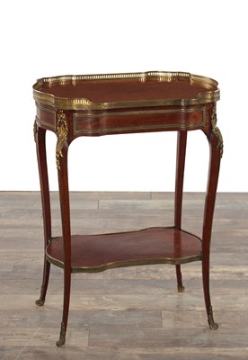 Lot 1384 - A LOUIS XV STYLE ORMOLU MOUNTED MAHOGANY SIDE TABLE
