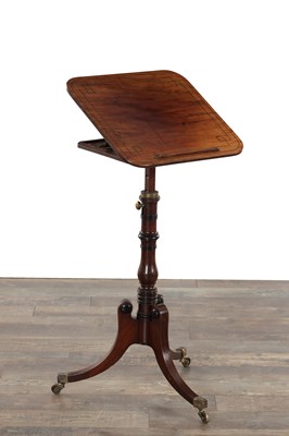 Lot 1424 - A VICTORIAN MAHOGANY ADJUSTABLE TRIPOD READING TABLE