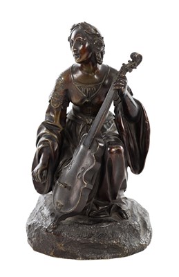 Lot 893 - JEAN-FRANÇOIS-THÉODORE GECHTER (1796–1844) A FRENCH BRONZE FIGURE OF A FEMALE MUSICIAN
