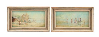 Lot 728 - PAUL J. ATTFIELD (BRITISH b.1950) A PAIR OF 20TH CENTURY IMPRESSIONIST OIL ON BOARD BEACH SCENES
