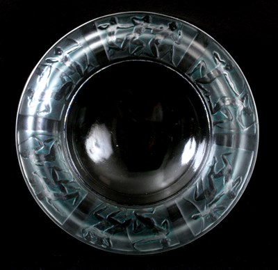 Lot 8 - R. LALIQUE ARCHERS CIRCULAR BLUE STAINED PIN...