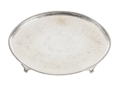 Lot 180 - A GEORGE III ENGLISH SILVER SALVER