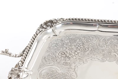 Lot 176 - A GEORGE IV ENGLISH SILVER TWIN-HANDLED TRAY