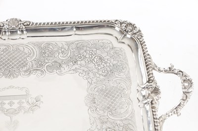 Lot 176 - A GEORGE IV ENGLISH SILVER TWIN-HANDLED TRAY