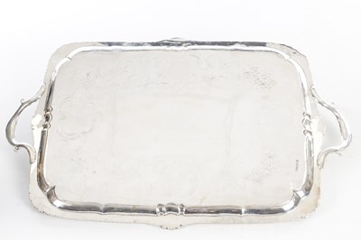 Lot 176 - A GEORGE IV ENGLISH SILVER TWIN-HANDLED TRAY