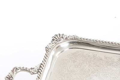 Lot 182 - A LARGE EDWARDIAN ENGLISH SILVER TWIN-HANDLED TRAY