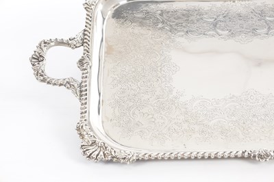 Lot 182 - A LARGE EDWARDIAN ENGLISH SILVER TWIN-HANDLED TRAY