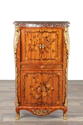Lot 1541 - A GOOD LOUIS XVI STYLE FRENCH KINGWOOD AND MARQUETRY INLAID WRITING CABINET