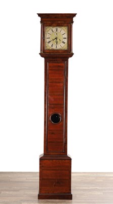 Lot 1344 - THOMAS BRADFORD, LONDINI FECIT AN EARLY 18TH CENTURY AND LATER WALNUT 11" SQUARE DIAL EIGHT-DAY LONGCASE CLOCK