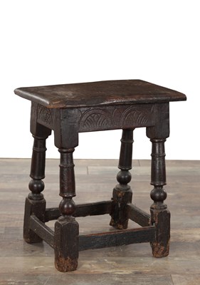 Lot 1518 - A 17TH CENTURY OAK JOINT STOOL