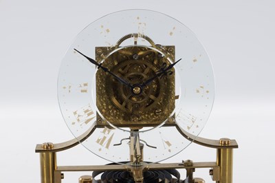 Lot 136 - THE REASON MANUFACTURING COMPANY LTD. AN EARLY 20TH CENTURY MURDAY TYPE ELECTRIC CLOCK WITH GLASS DIAL UNDER GLASS DOME ON TURNED MAHOGANY BASE