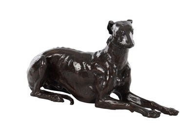 Lot 1047 - AFTER CHRISTOPHE FRATIN (1801 - 1864) A LATE 19TH CENTURY FRENCH BRONZE GREYHOUND SCULPTURE