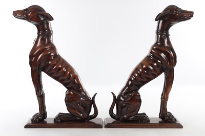 Lot 992 - A FINE PAIR OF 18TH CENTURY CARVED WALNUT HERALDIC GREYHOUND FIGURES