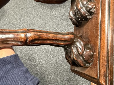 Lot 992 - A FINE PAIR OF 18TH CENTURY CARVED WALNUT HERALDIC GREYHOUND FIGURES