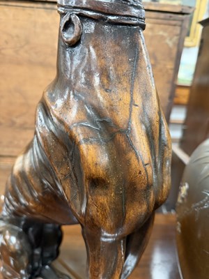Lot 992 - A FINE PAIR OF 18TH CENTURY CARVED WALNUT HERALDIC GREYHOUND FIGURES