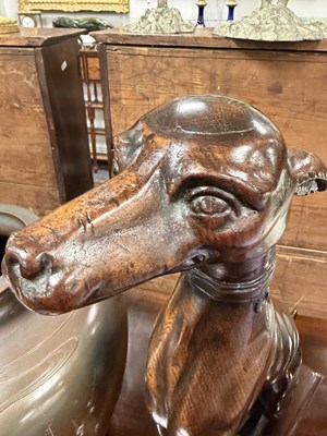 Lot 992 - A FINE PAIR OF 18TH CENTURY CARVED WALNUT HERALDIC GREYHOUND FIGURES
