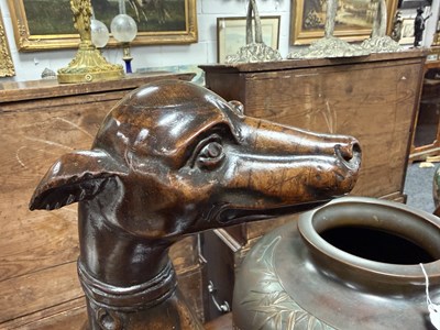Lot 992 - A FINE PAIR OF 18TH CENTURY CARVED WALNUT HERALDIC GREYHOUND FIGURES