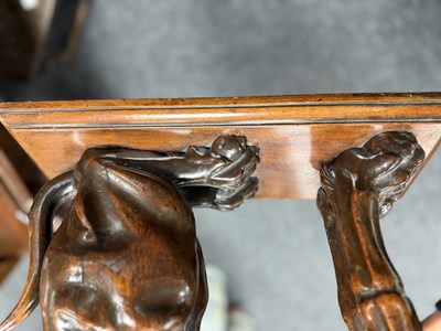 Lot 992 - A FINE PAIR OF 18TH CENTURY CARVED WALNUT HERALDIC GREYHOUND FIGURES