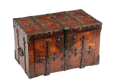 Lot 804 - A LATE 17TH CENTURY OYSTER CUT KINGWOOD VENEERED COFFRE FORT