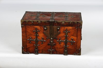 Lot 804 - A LATE 17TH CENTURY OYSTER CUT KINGWOOD VENEERED COFFRE FORT
