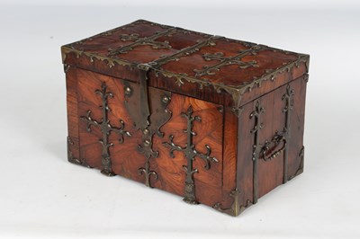 Lot 804 - A LATE 17TH CENTURY OYSTER CUT KINGWOOD VENEERED COFFRE FORT