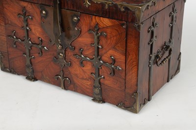 Lot 804 - A LATE 17TH CENTURY OYSTER CUT KINGWOOD VENEERED COFFRE FORT