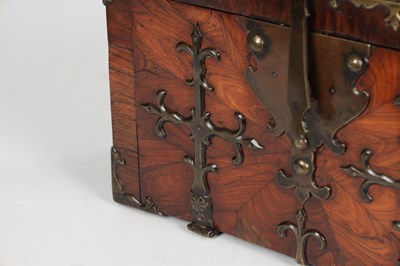 Lot 804 - A LATE 17TH CENTURY OYSTER CUT KINGWOOD VENEERED COFFRE FORT
