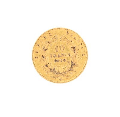Lot 344 - AN 1859 FRENCH GOLD 10 FRANCS COIN OF NAPOLEON III