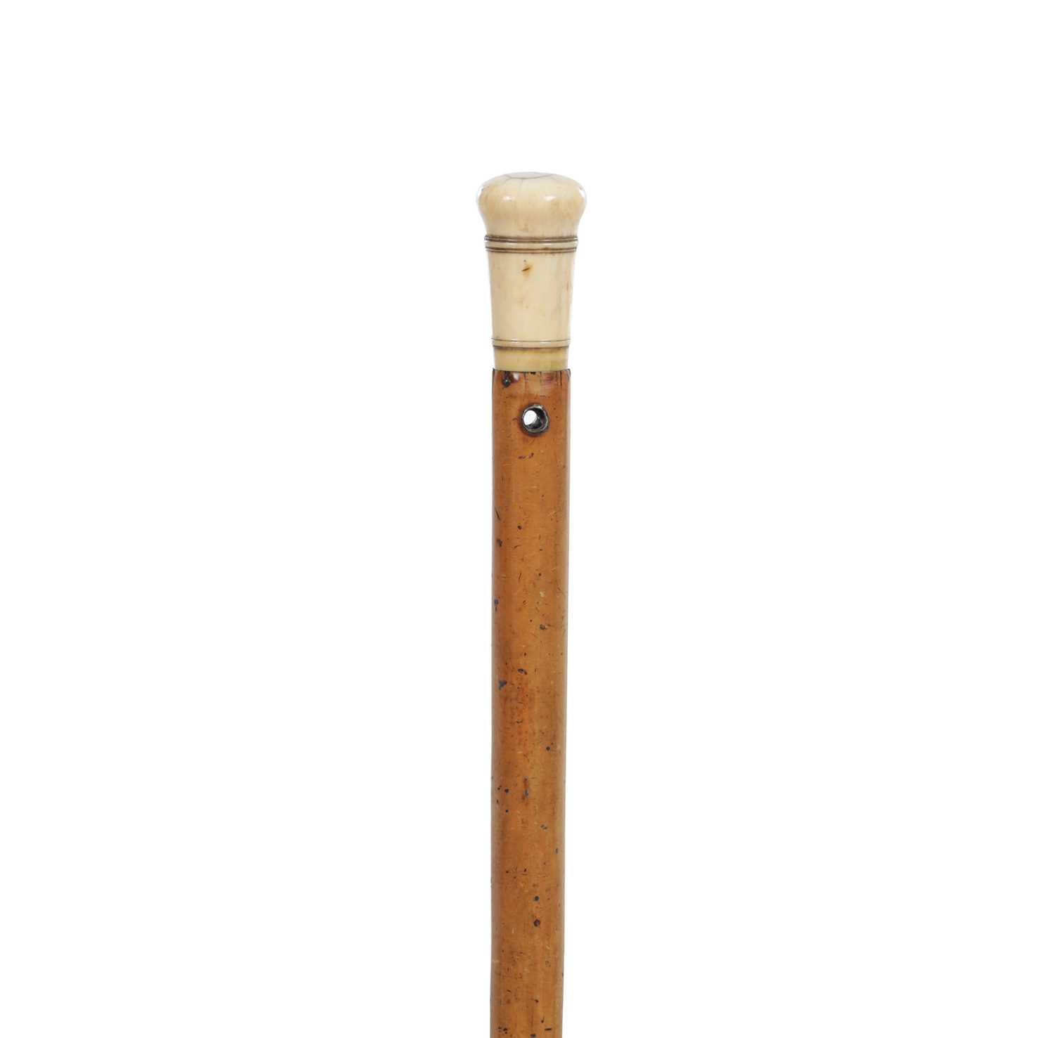 Lot A 19TH CENTURY IVORY MOUNTED WALKING CANE