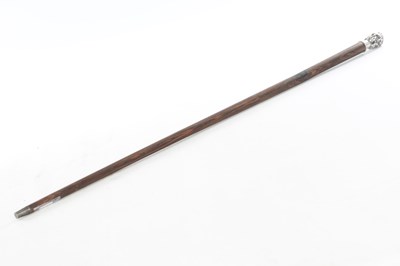 Lot A 19TH CENTURY MALACCA WALKING CANE WITH SILVER JANUS HANDLE