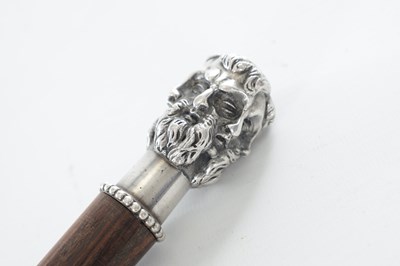 Lot A 19TH CENTURY MALACCA WALKING CANE WITH SILVER JANUS HANDLE