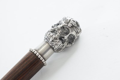 Lot A 19TH CENTURY MALACCA WALKING CANE WITH SILVER JANUS HANDLE