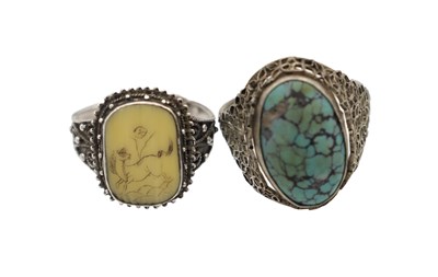 Lot 286 - TWO CHINESE SILVER RINGS
