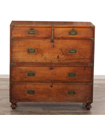 Lot 1523 - A 19TH CENTURY CAMPHOR WOOD CAMPAIGN CHEST