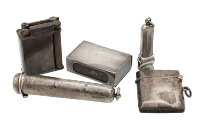 Lot 178 - A COLLECTION OF FOUR ENGLISH SILVER SMOKING ACCESSORIES